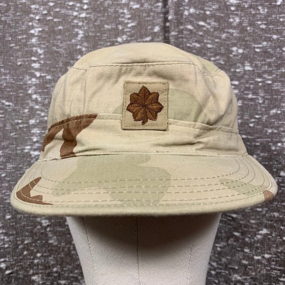US Military TruSpec Desert Camo Patrol Cap Hat Major Rank Insignia Ripstop 7 1/2